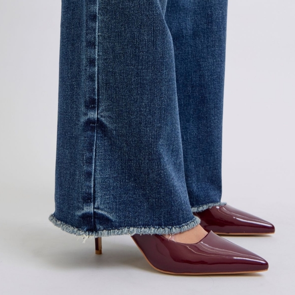 Judy Blue Mid-Rise Straight Leg Boyfriend Relaxed Jeans Raw Hem Denim Pants - Picture 8 of 16